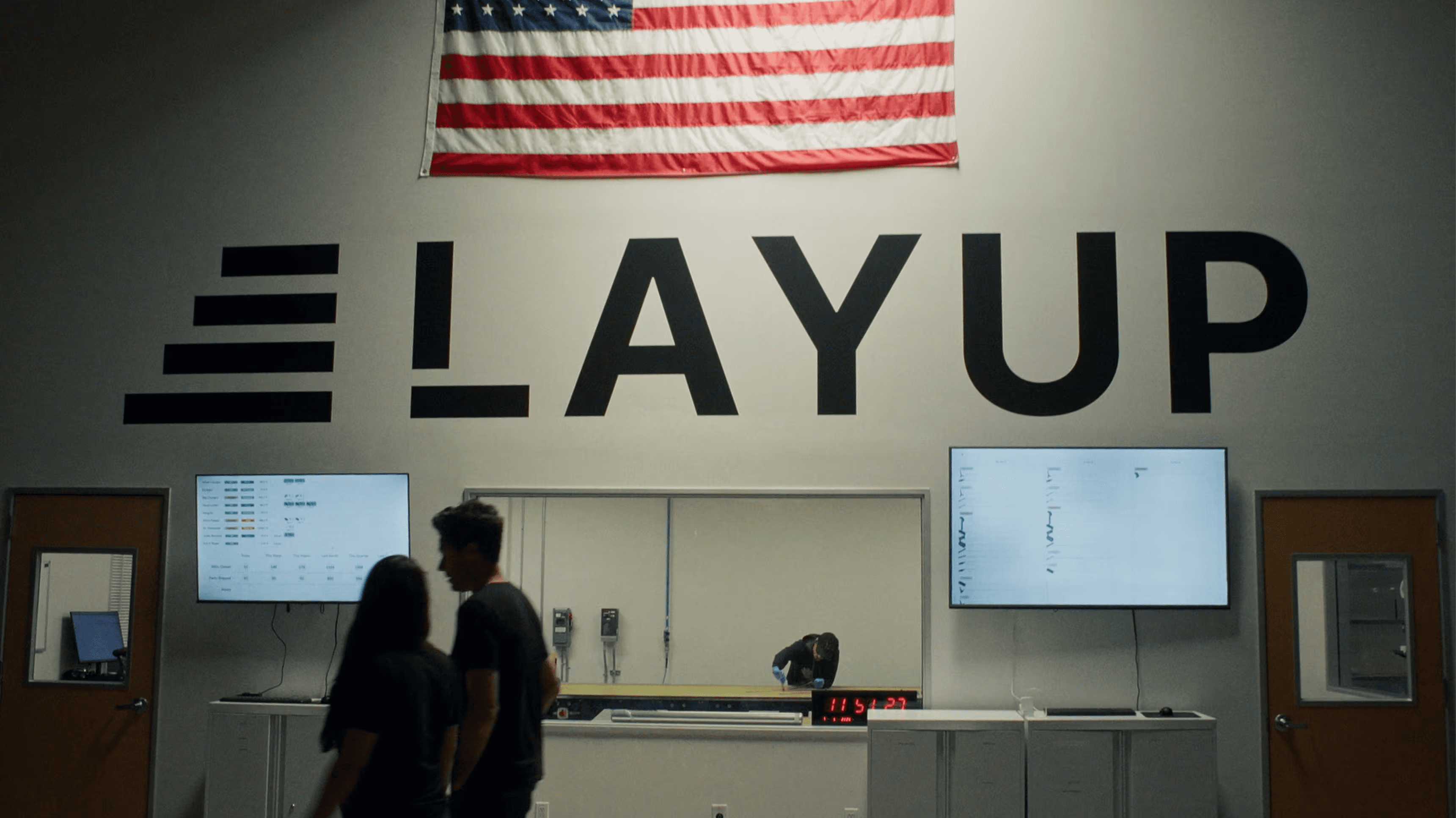 Layup team members in the office
