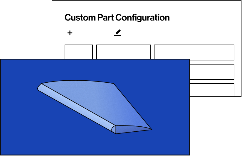 FiberPortal configure screen with material layers and 3D part preview
